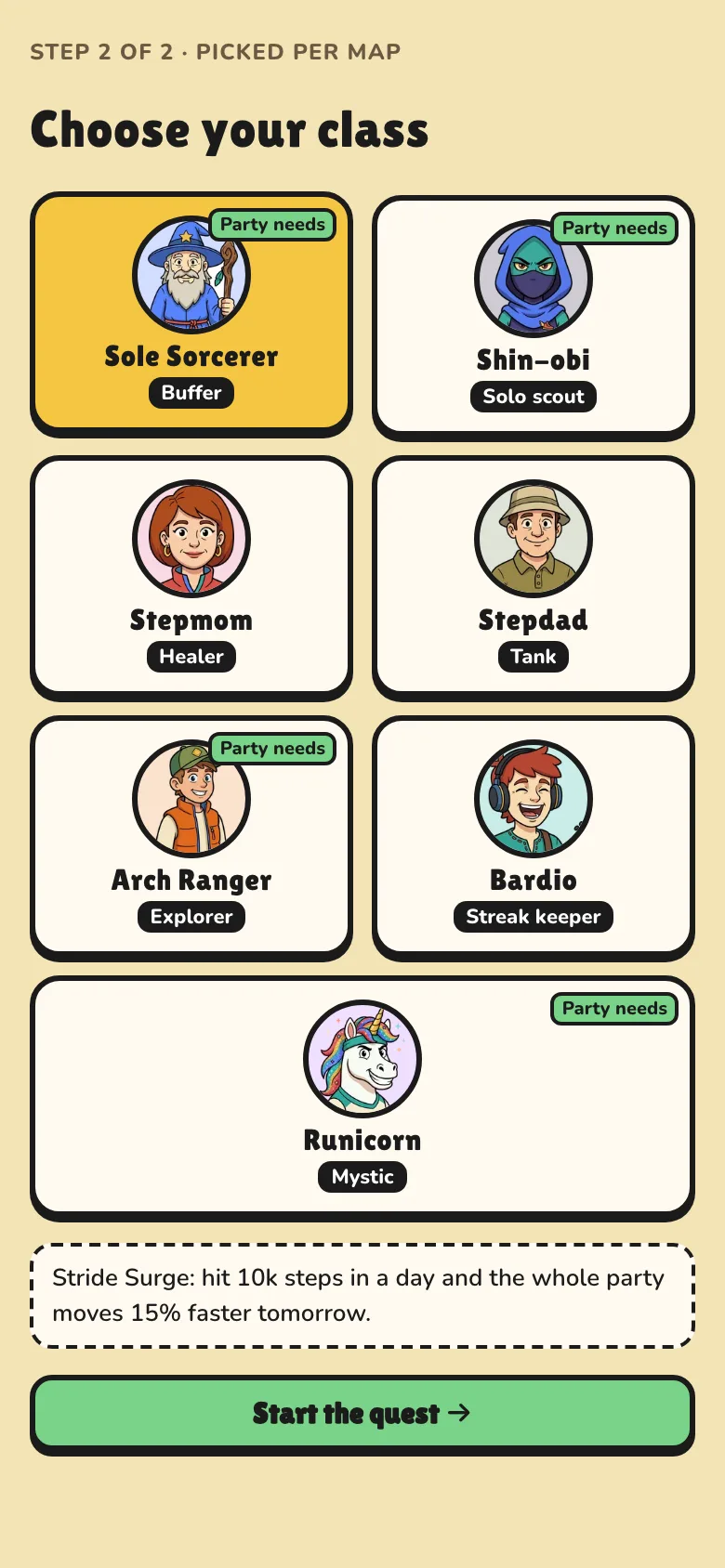 Pick your hero for every map: app screen