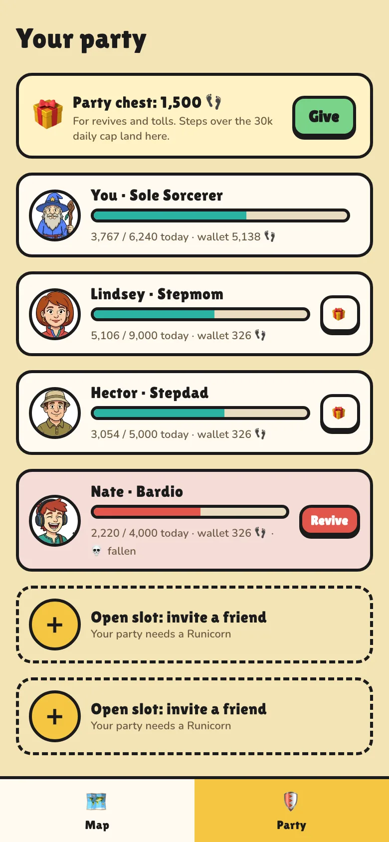 Nobody gets left behind: app screen