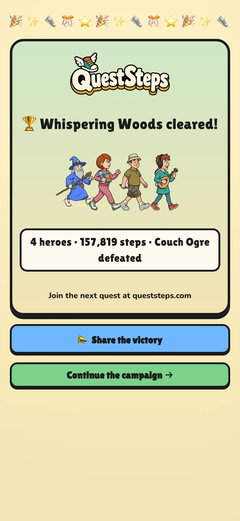 Win together, map after map: app screen